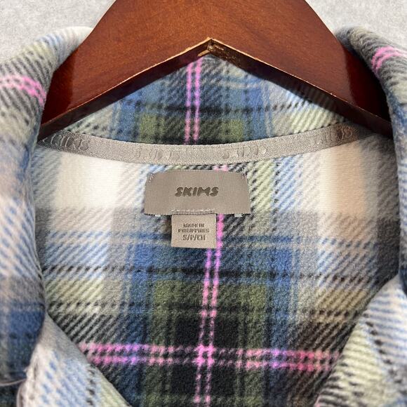 Skims Multi Plaid Gender Inclusive Fleece Sleep Pajama Set Size Small - Picture 9 of 16